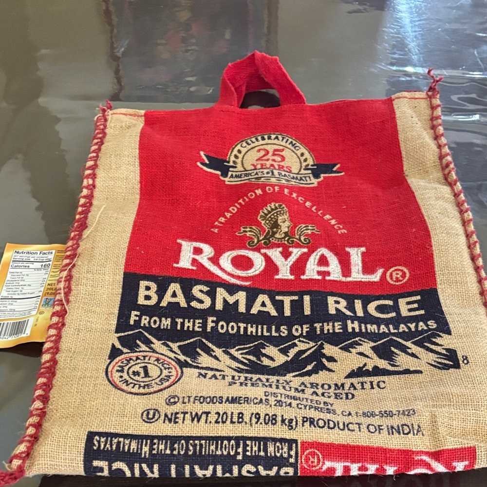 Royal Doulton Red and Tan Burlap Bag